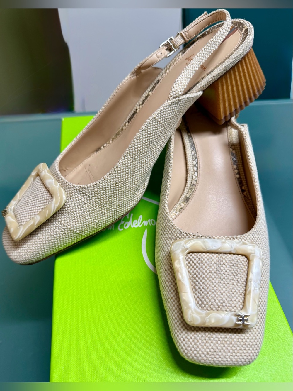 Sam Edelman Beige Pointed-Toe Heels